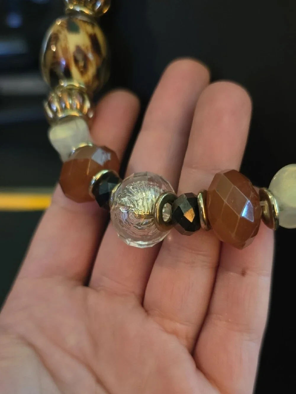 Statement Brown and Gold Beaded Women's Necklace